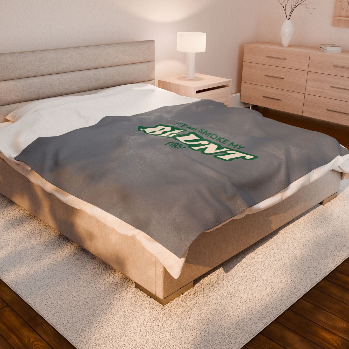 “Let Me Smoke” Cozy Plush Blanket : Grey