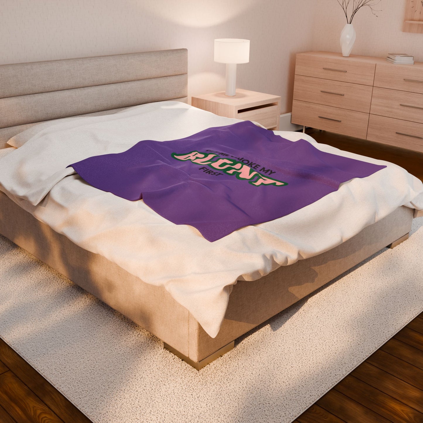 “Let Me Smoke” Cozy Plush Blanket : Light Purple