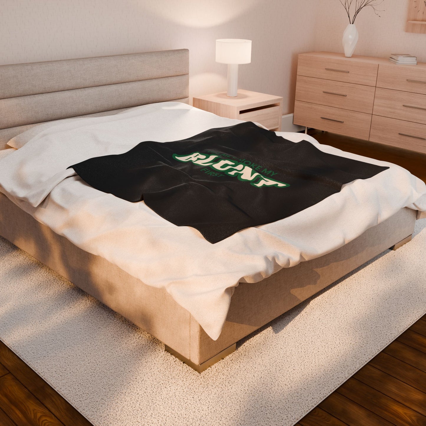 “Let Me Smoke” Cozy Plush Blanket : Black