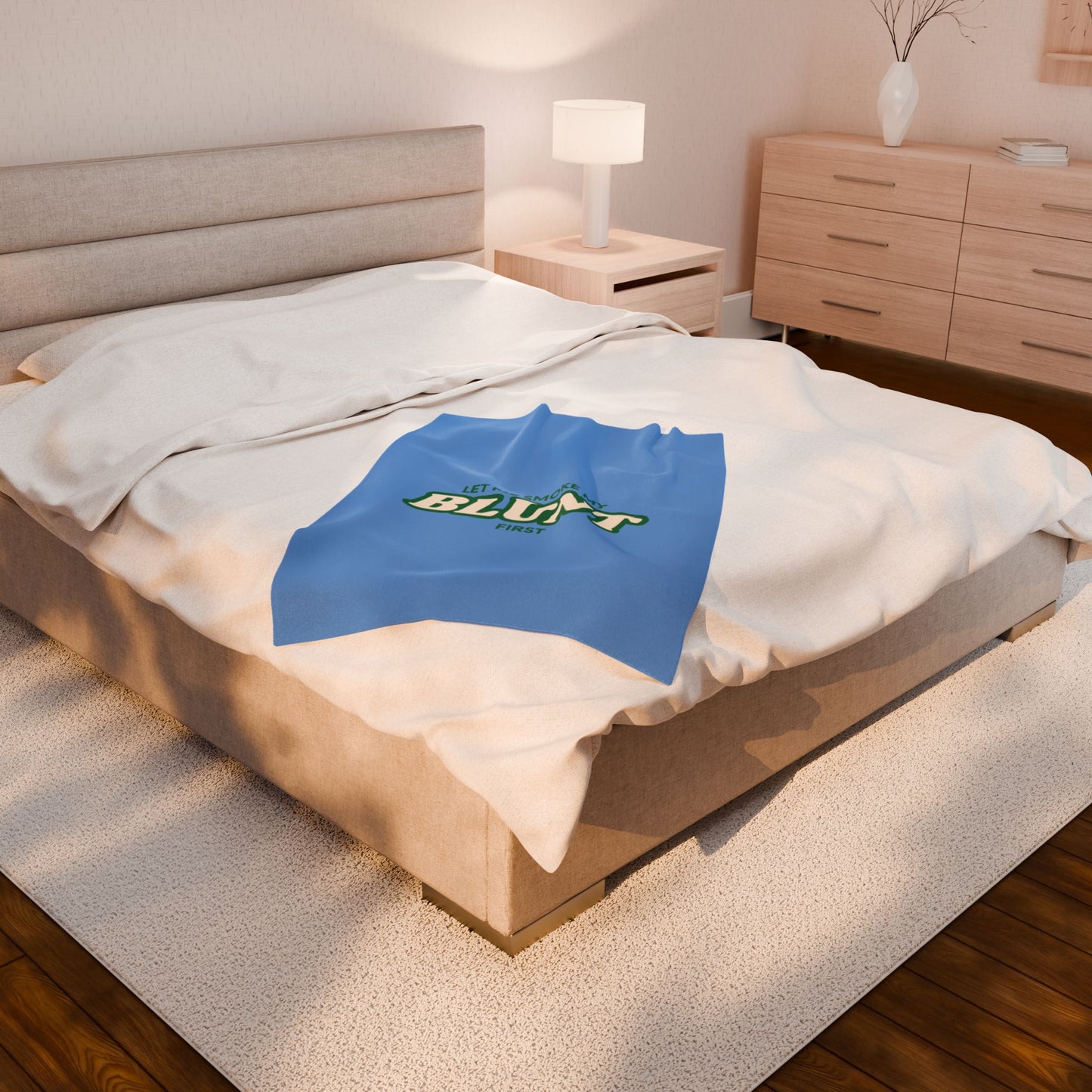 “Let Me Smoke” Cozy Plush Blanket : Light Blue