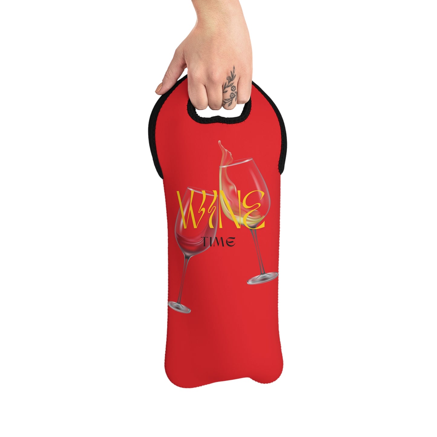 “Wine Time” Wine Tote Bag Red