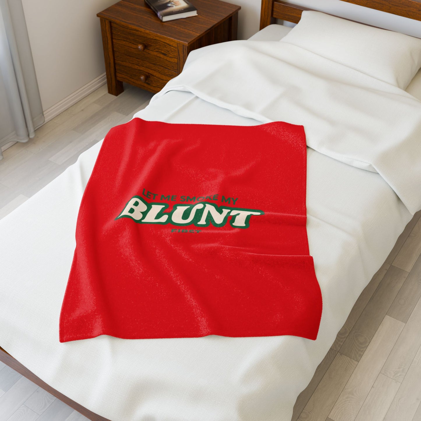 “Let Me Smoke” Cozy Plush Blanket : Red