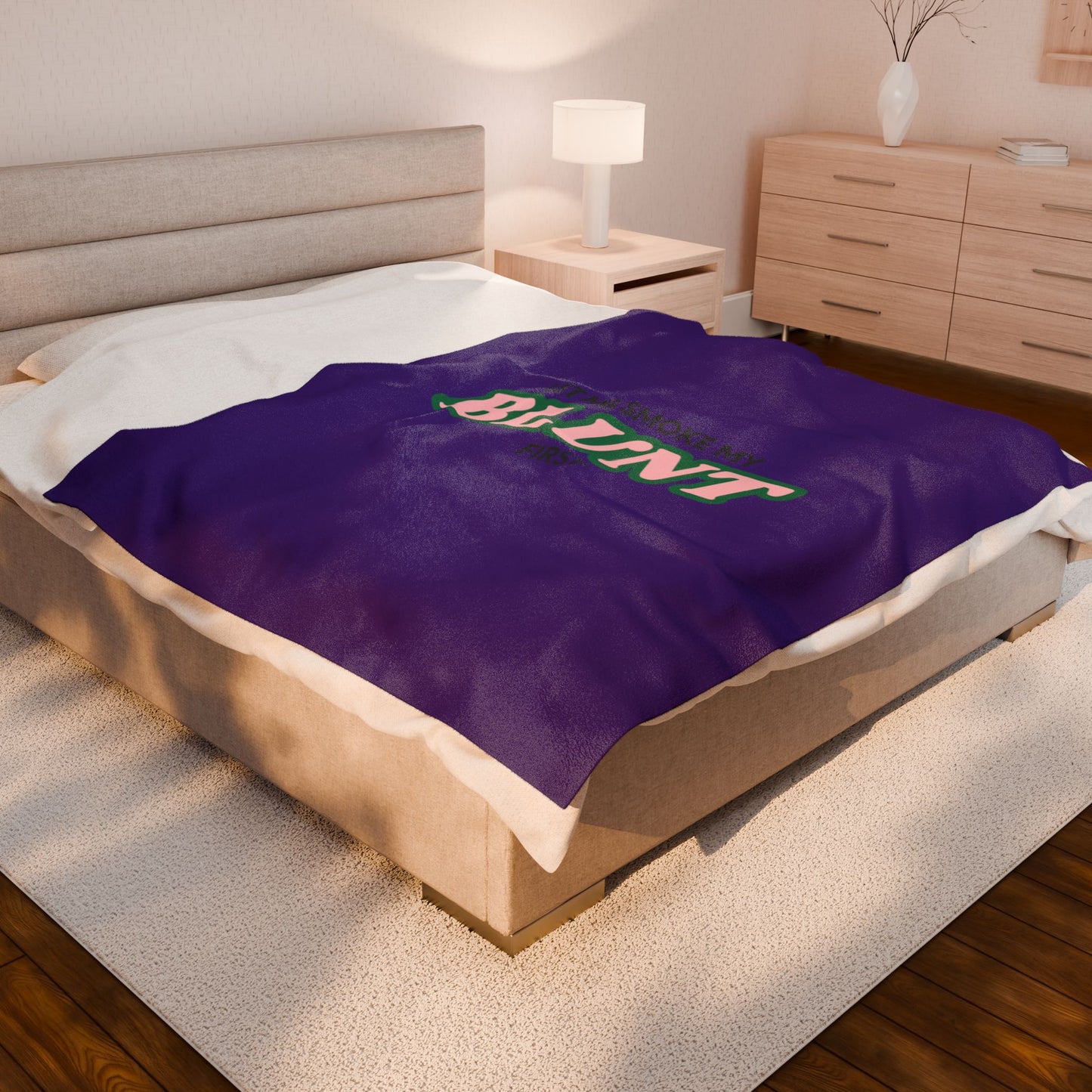 “Let Me Smoke” Cozy Plush Blanket : Purple
