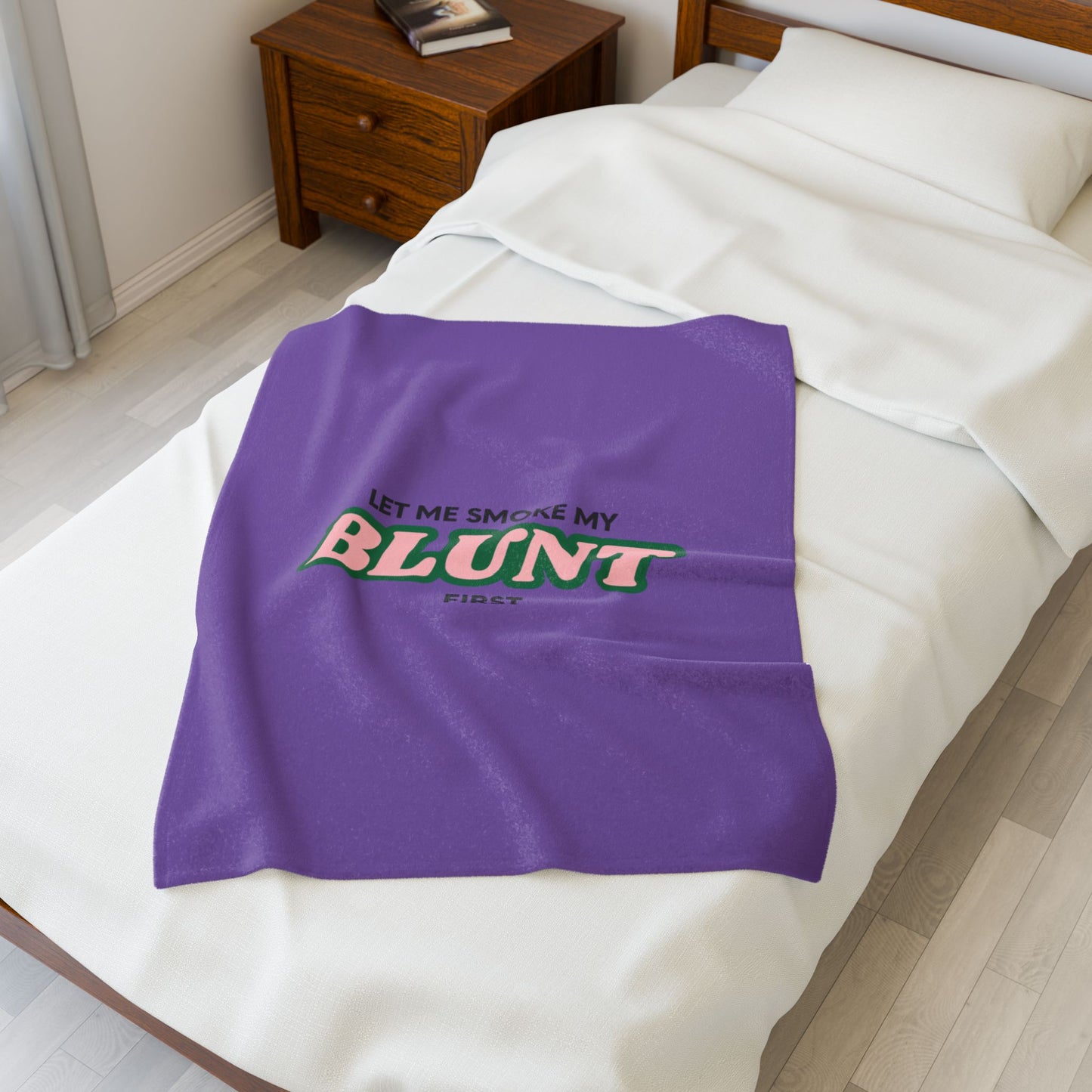 “Let Me Smoke” Cozy Plush Blanket : Light Purple