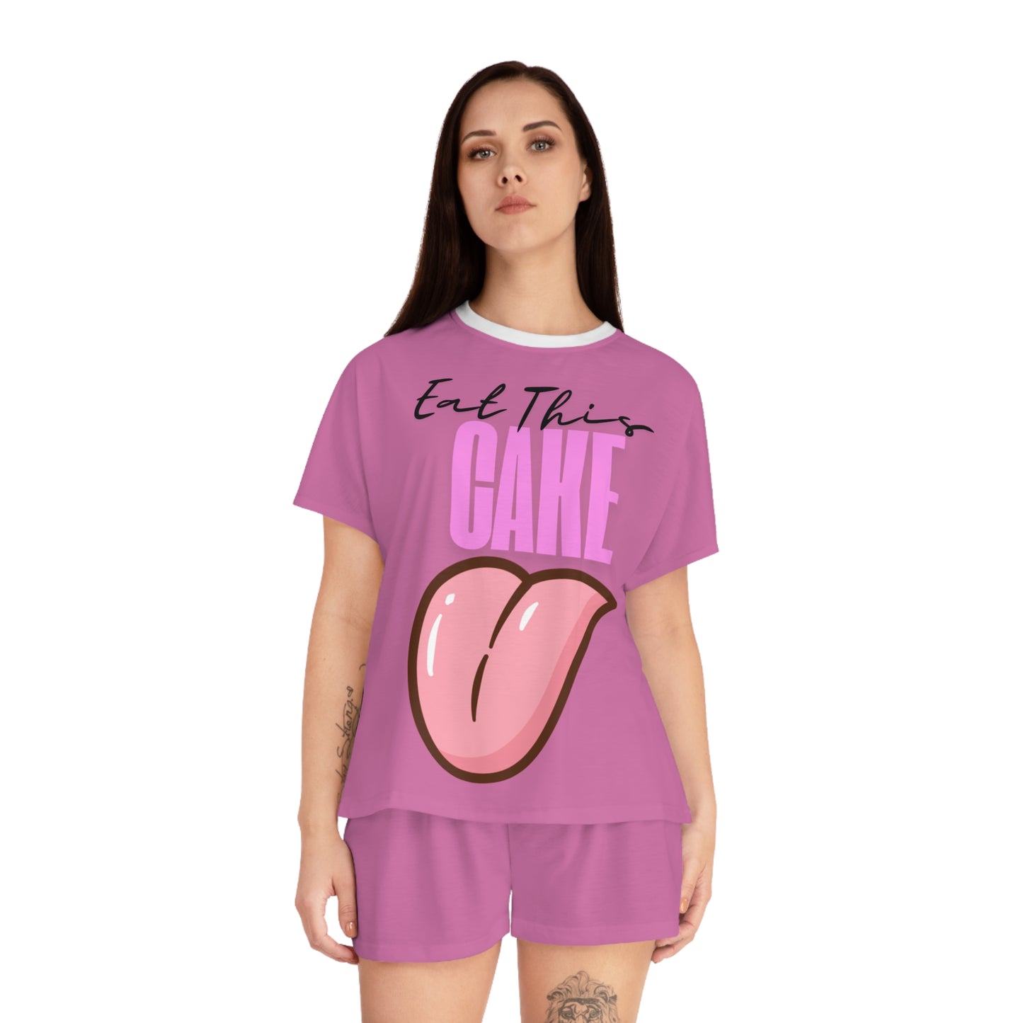 Women's Short Pajama Set - 'Eat This Cake'