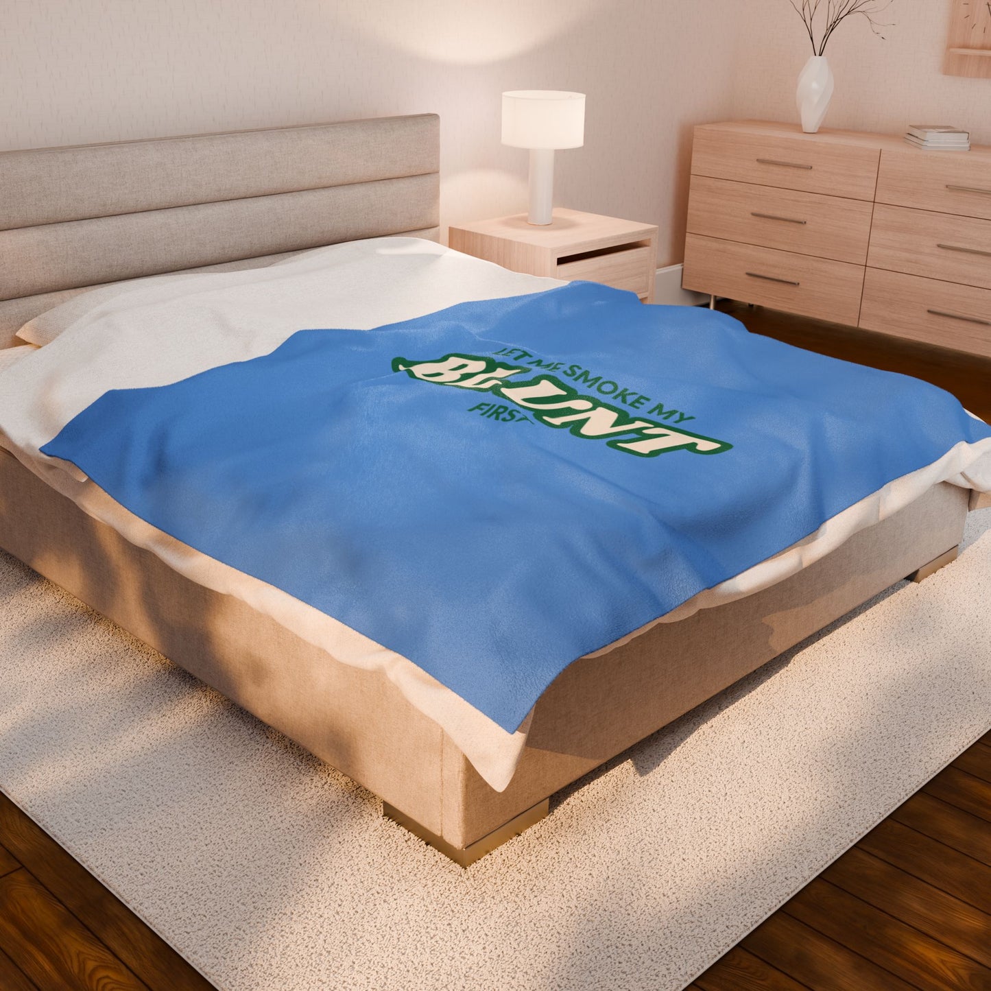 “Let Me Smoke” Cozy Plush Blanket : Light Blue