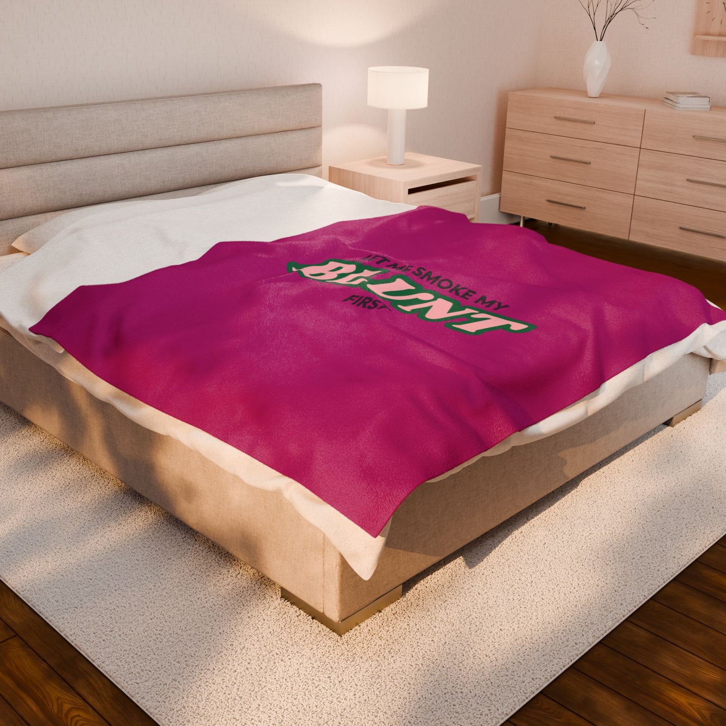 “Let Me Smoke” Cozy Plush Blanket : Pink
