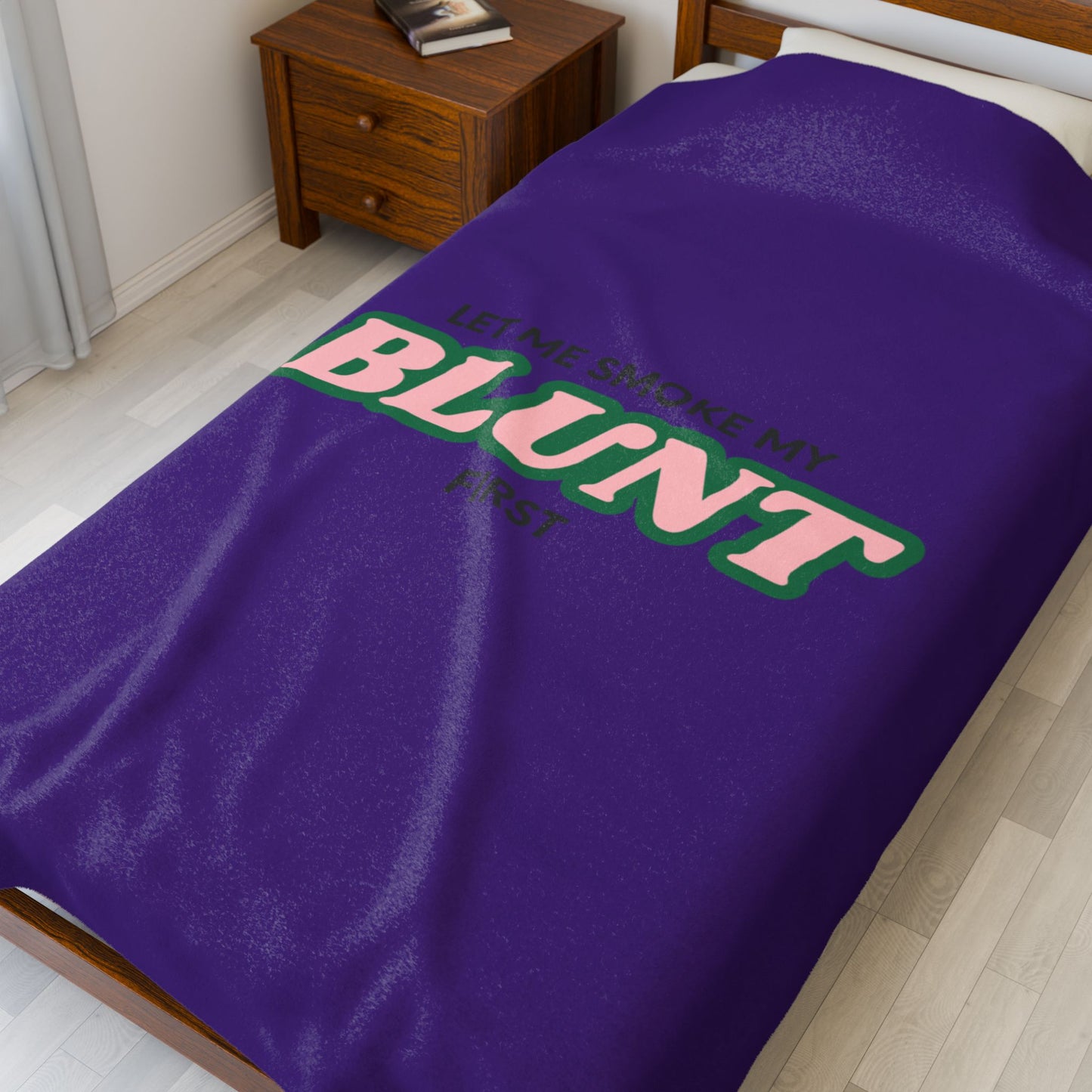 “Let Me Smoke” Cozy Plush Blanket : Purple