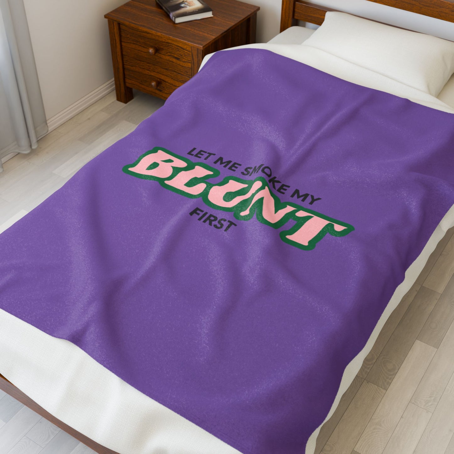 “Let Me Smoke” Cozy Plush Blanket : Light Purple