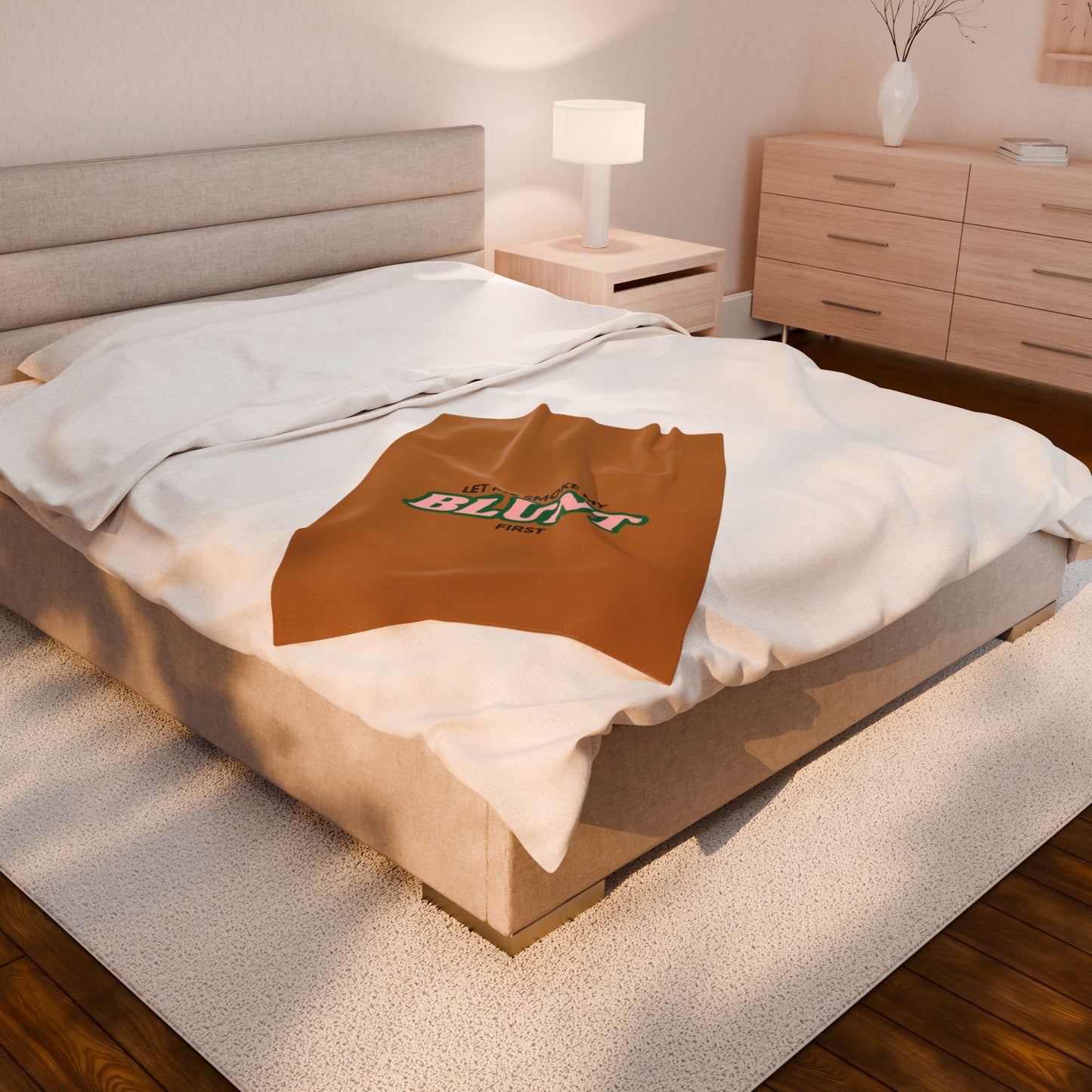 “Let Me Smoke” Cozy Plush Blanket : Light Brown