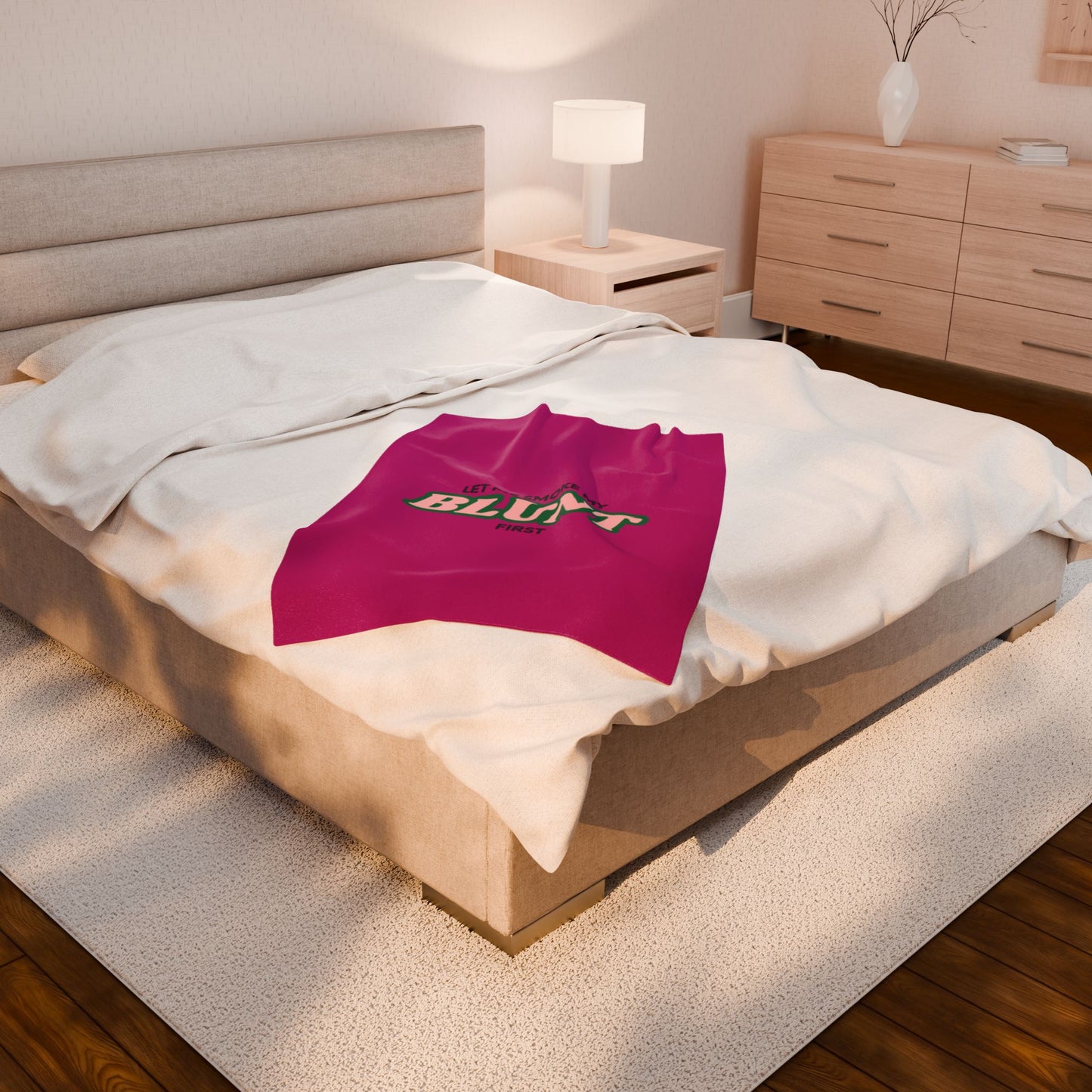 “Let Me Smoke” Cozy Plush Blanket : Pink