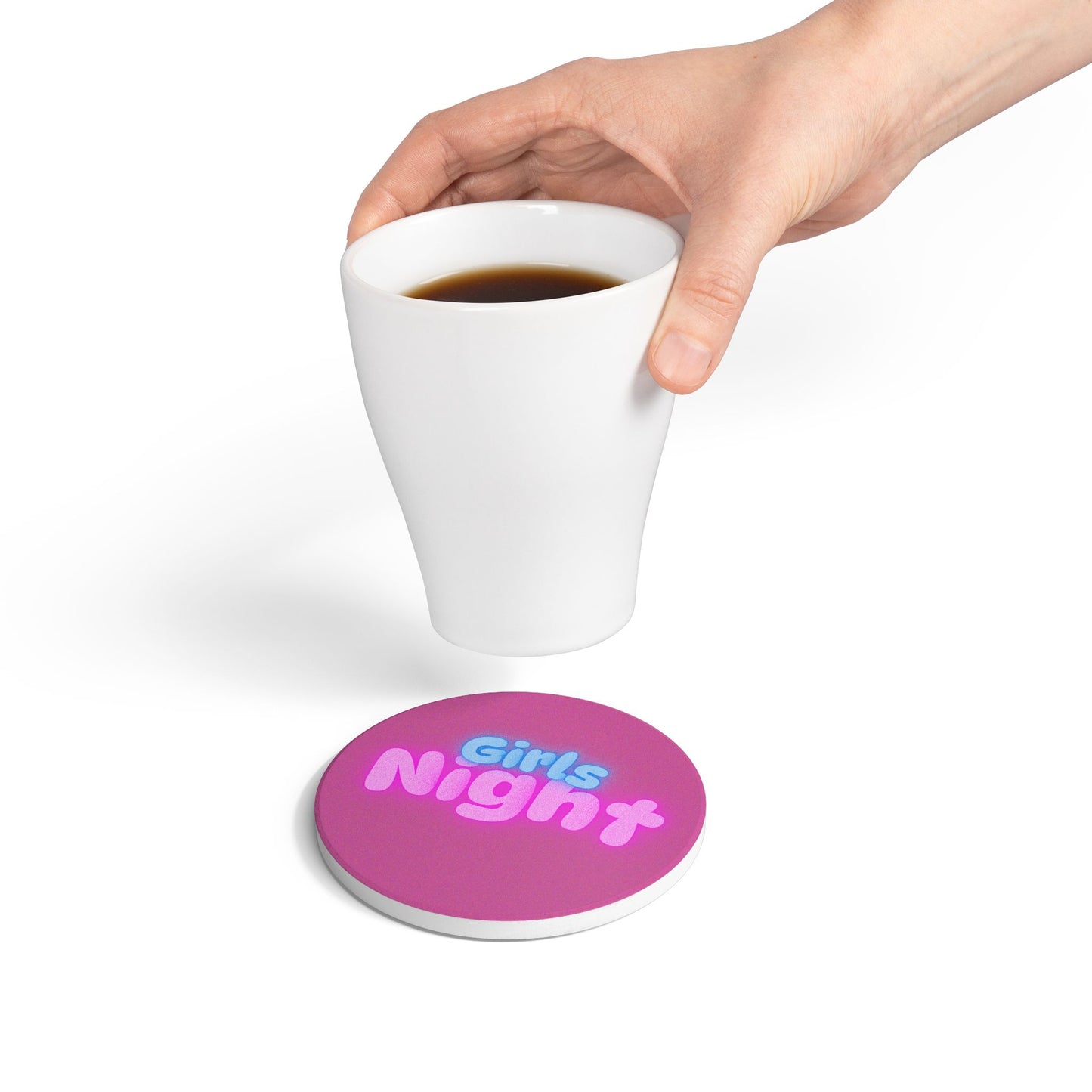 Girls Night Ceramic Coaster Pink