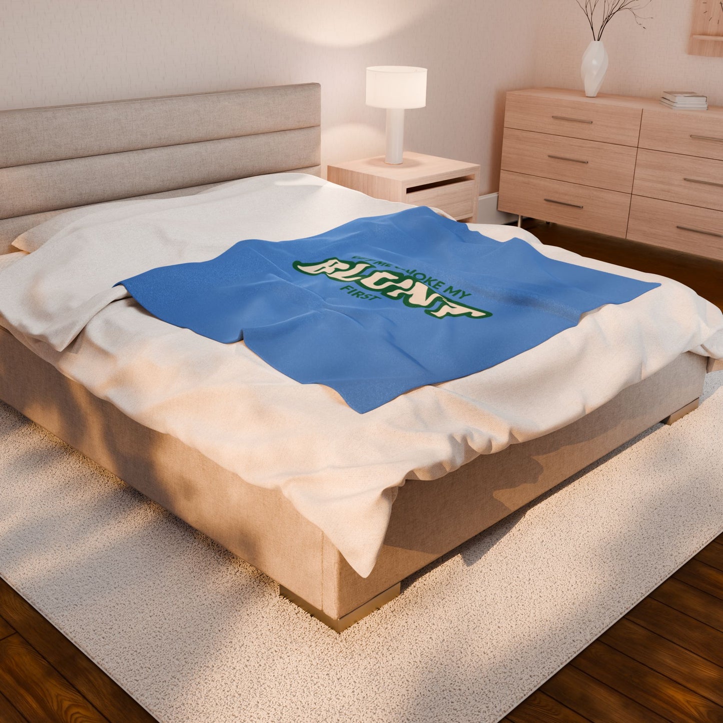 “Let Me Smoke” Cozy Plush Blanket : Light Blue