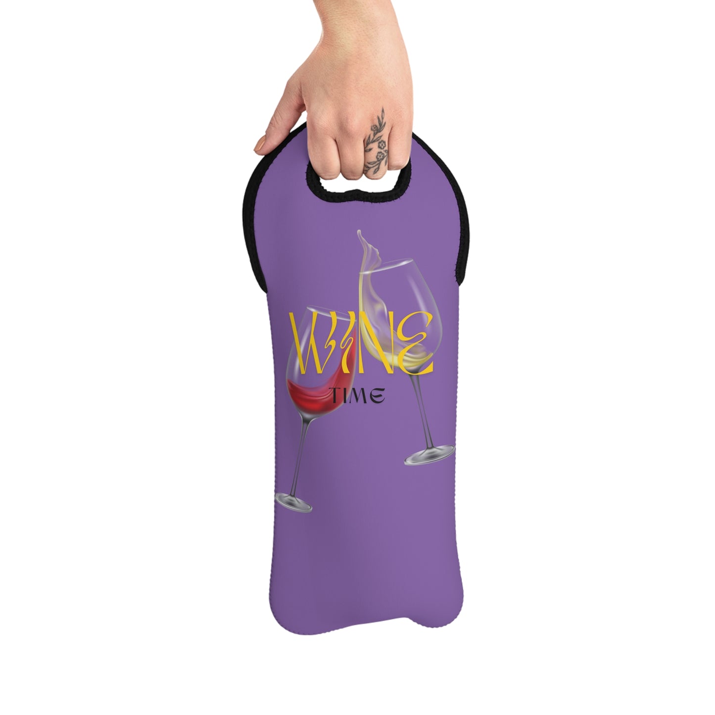 “Wine Time” Wine Tote Bag Purple
