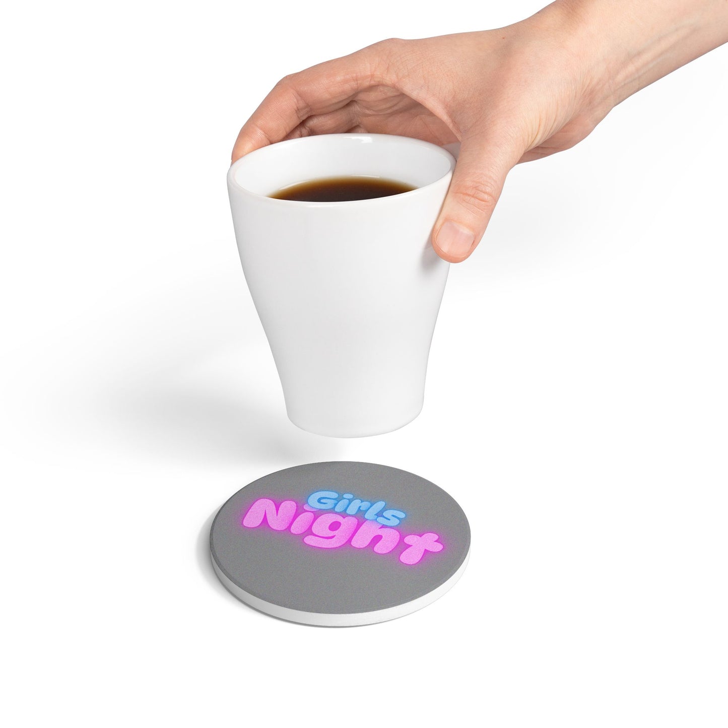 Girls Night Ceramic Coaster Grey