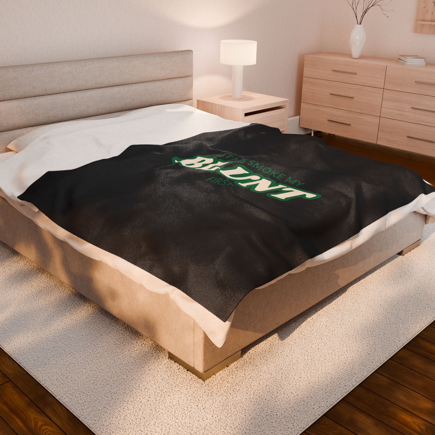 “Let Me Smoke” Cozy Plush Blanket : Black