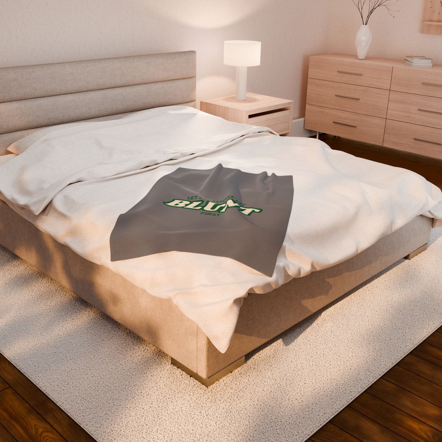 “Let Me Smoke” Cozy Plush Blanket : Grey