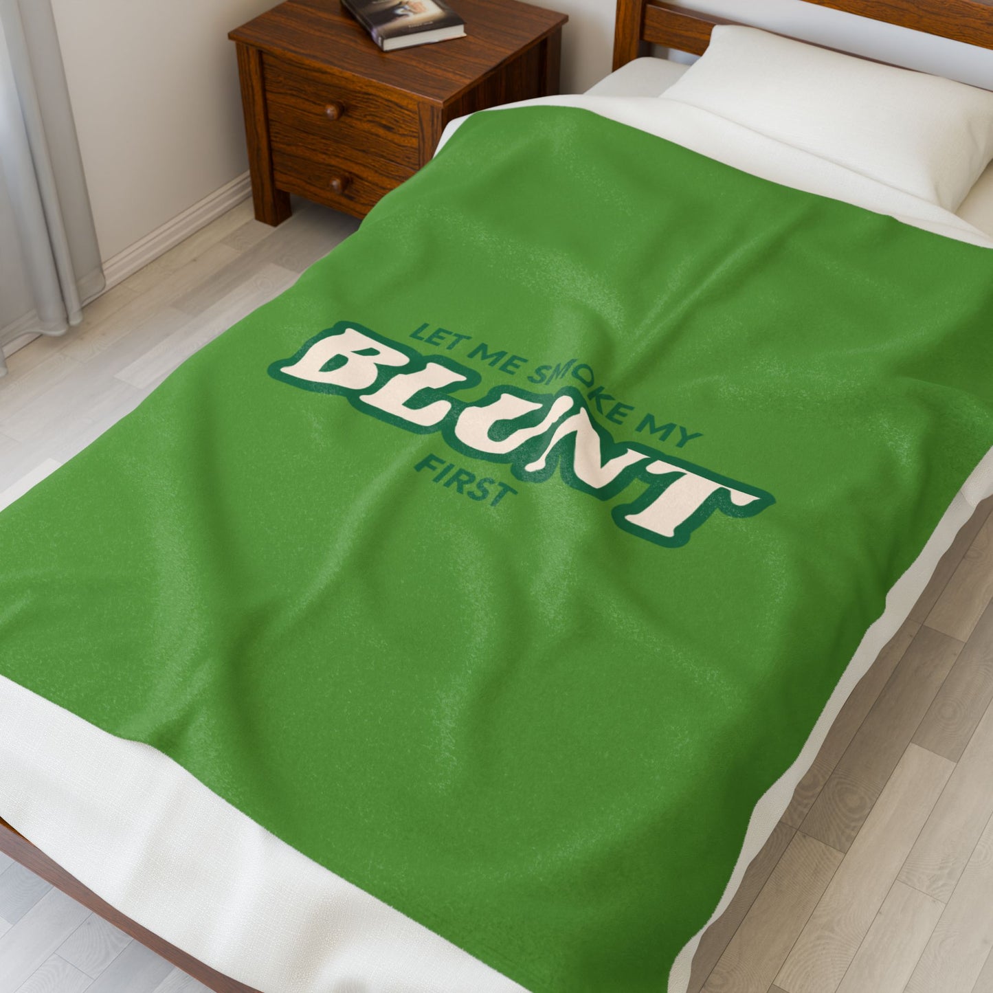 “Let Me Smoke” Cozy Plush Blanket : Green