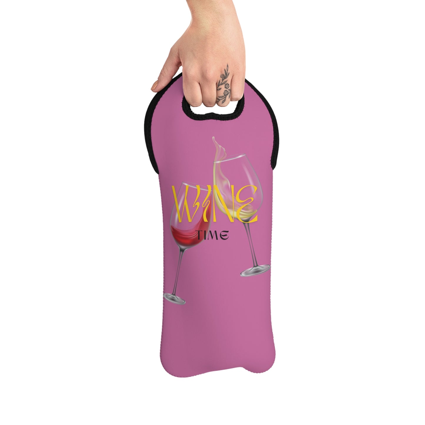 “Wine Time” Wine Tote Bag Pink
