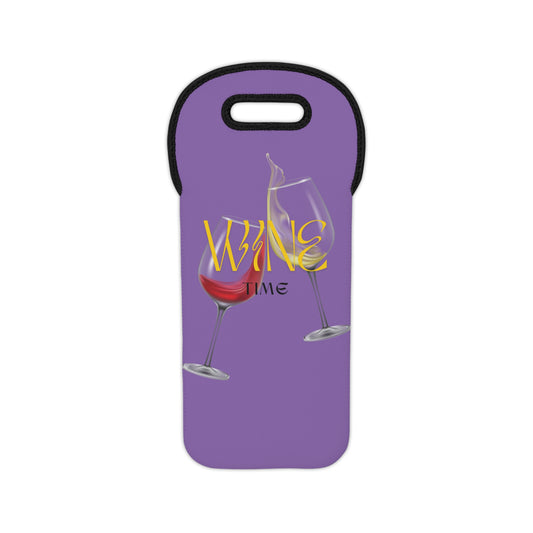 “Wine Time” Wine Tote Bag Purple