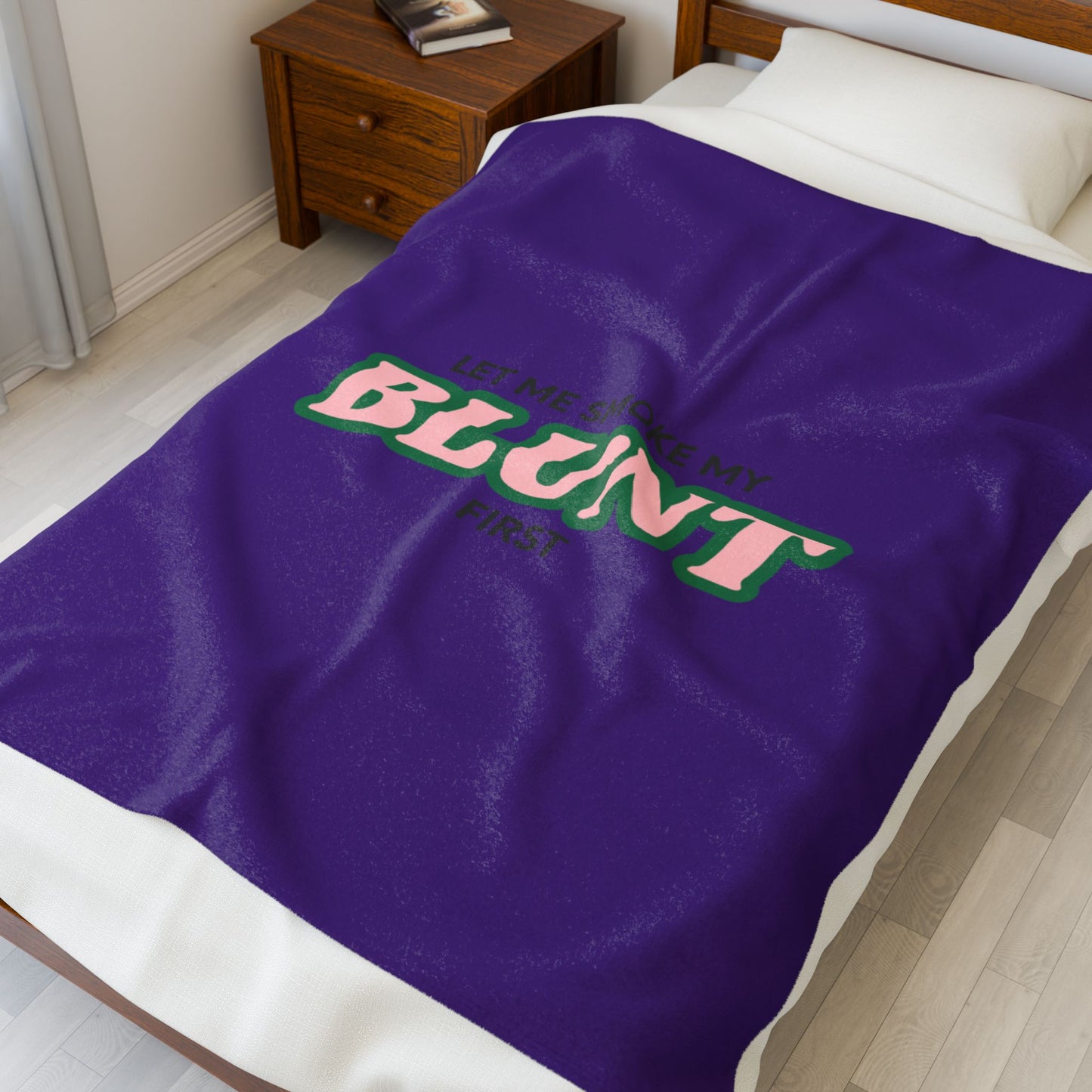 “Let Me Smoke” Cozy Plush Blanket : Purple