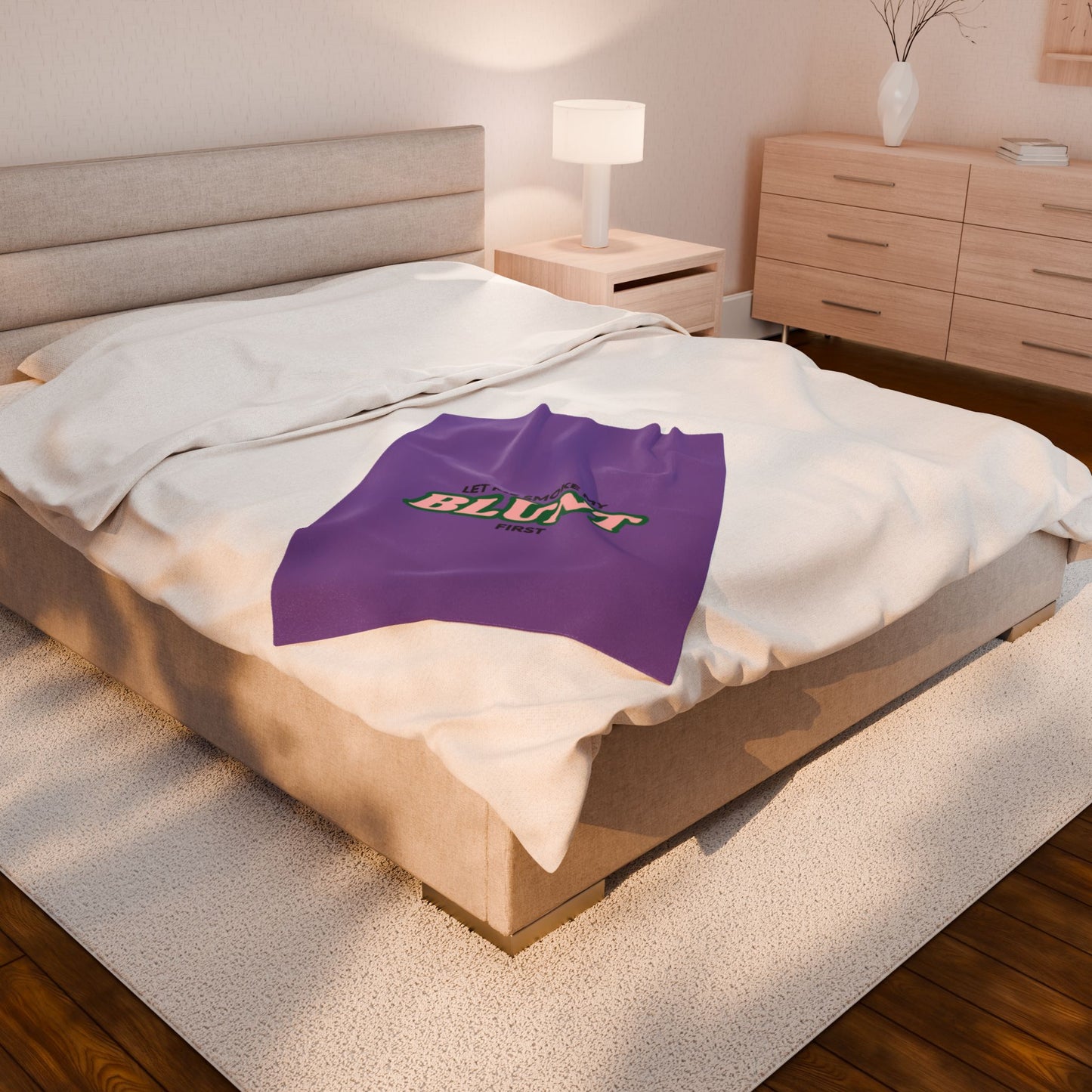 “Let Me Smoke” Cozy Plush Blanket : Light Purple