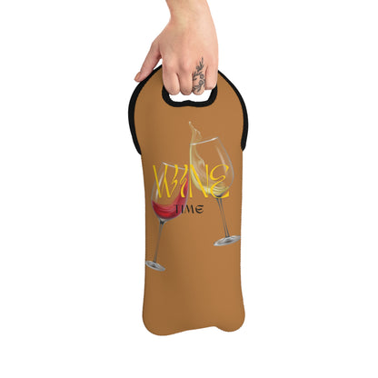 “Wine Time” Wine Tote Bag Brown