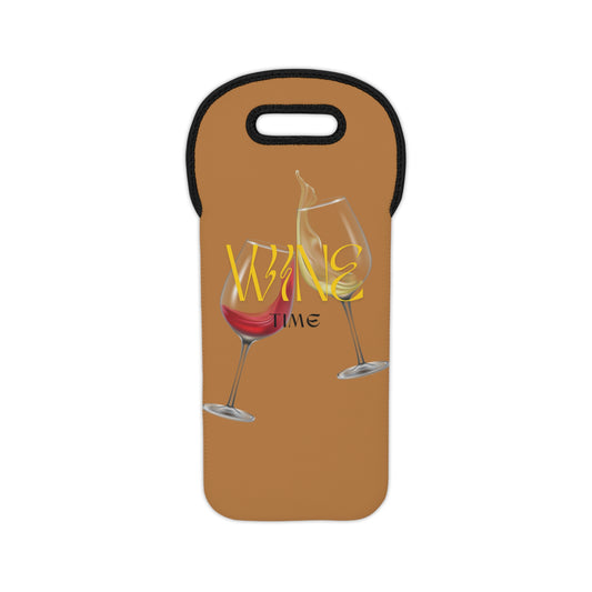 “Wine Time” Wine Tote Bag Brown