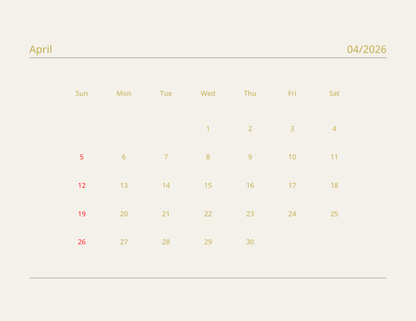 2026 Lit Calendar