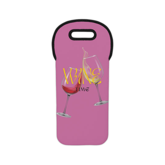 “Wine Time” Wine Tote Bag Pink