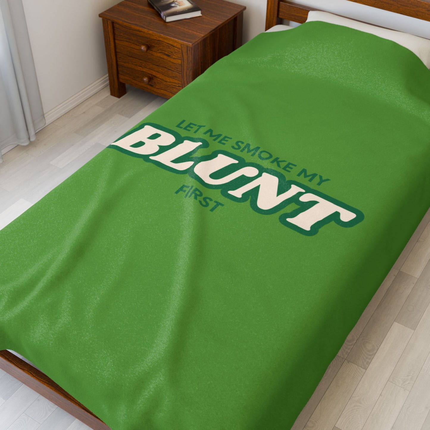 “Let Me Smoke” Cozy Plush Blanket : Green