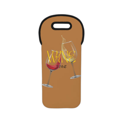 “Wine Time” Wine Tote Bag Brown